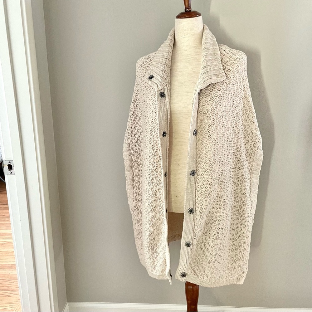 Caslon Cocoon Cardigan Sweater Shawl Cotton Blend Knit Size S/M